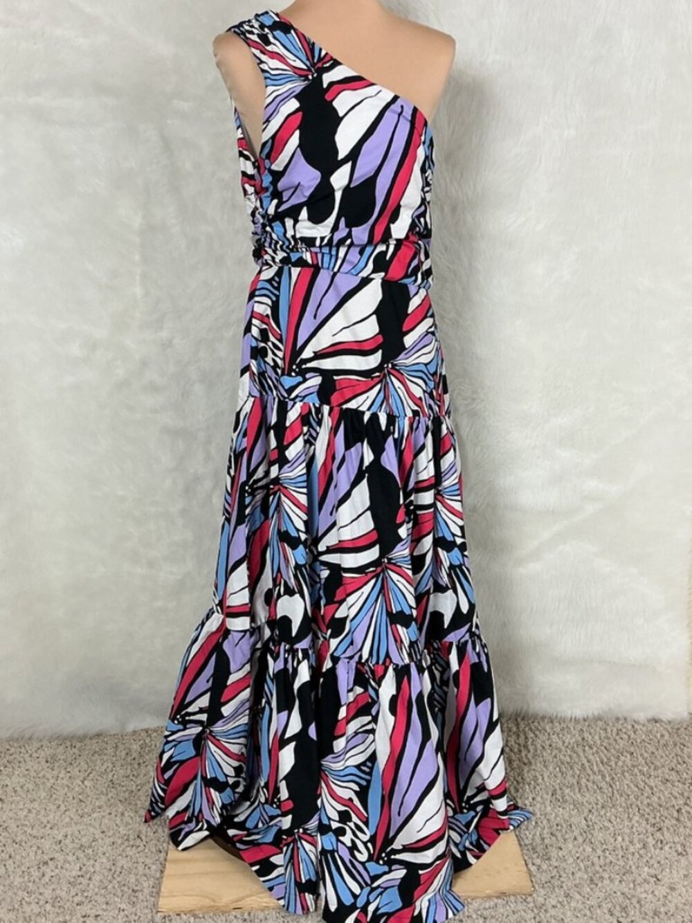 Anthropologie Maeve One Shoulder Sleeveless Butterfly Wing Print Midi Dress 12